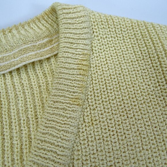 FLAWS** St John Santana Knit‎ V-Neck Sweater Women's Size Small Beige Pullover - Picture 4 of 9